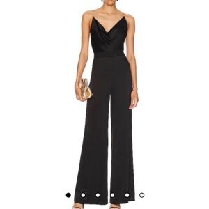 Jason Wu Jumpsuit Medium Black Cowl Neck Jewel Strap Elegant Glam Gala Birthday